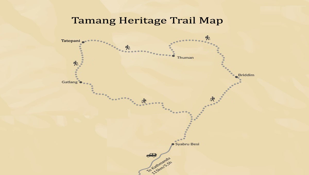Tamang Heritage Trail Trekking/Tour Map - Enlighten Trip